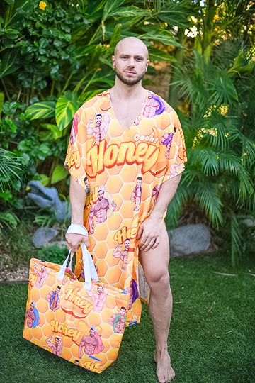 Oooh honey! Hunky men on a honeycomb big tote.