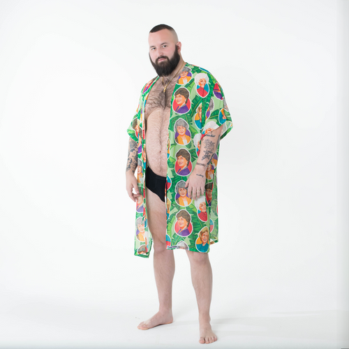 Our flowing, translucent kimono inspired by the Golden Girls