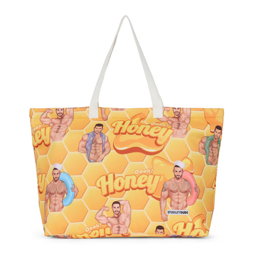 Oooh honey! Hunky men on a honeycomb big tote.