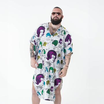 Wig Out Caftan - giant wig ads and the best drag queen names cover this poolside kaftan.